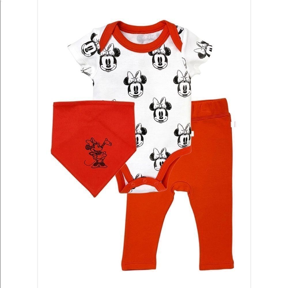Finn & Emma 3 Piece Baby Outfit Disney Minnie Mouse Red White Black Size 9-12m